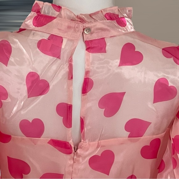 PEACH LOVE CALIFORNIA puff sleeve mock neck mini dress S M L - Picture 12 of 12